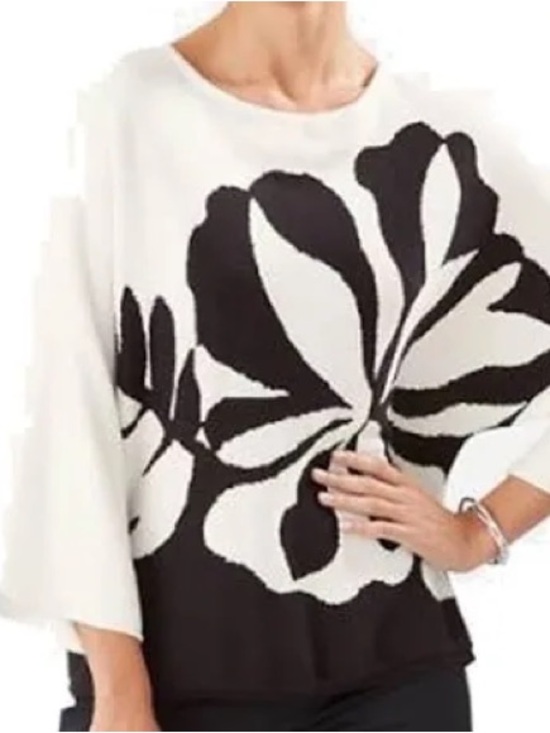 Tommy Bahama Sweaters - Tommy Bahama Tropical Hibiscus Women's Black & Cream Floral Pullover Sweater